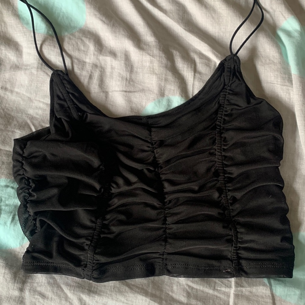 Black ruched tank top